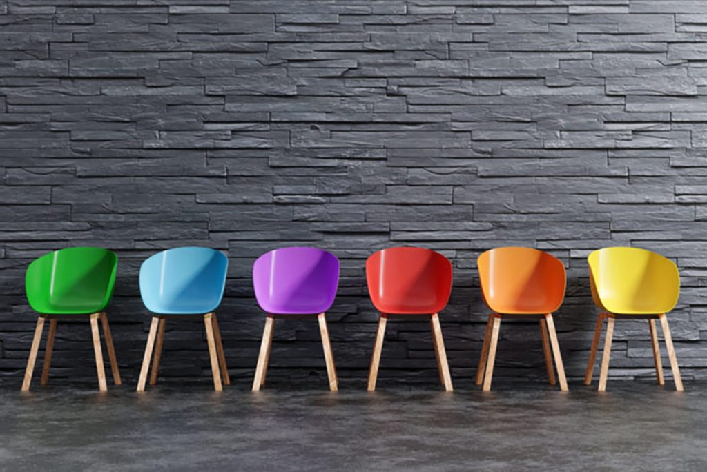 Color chairs in a row